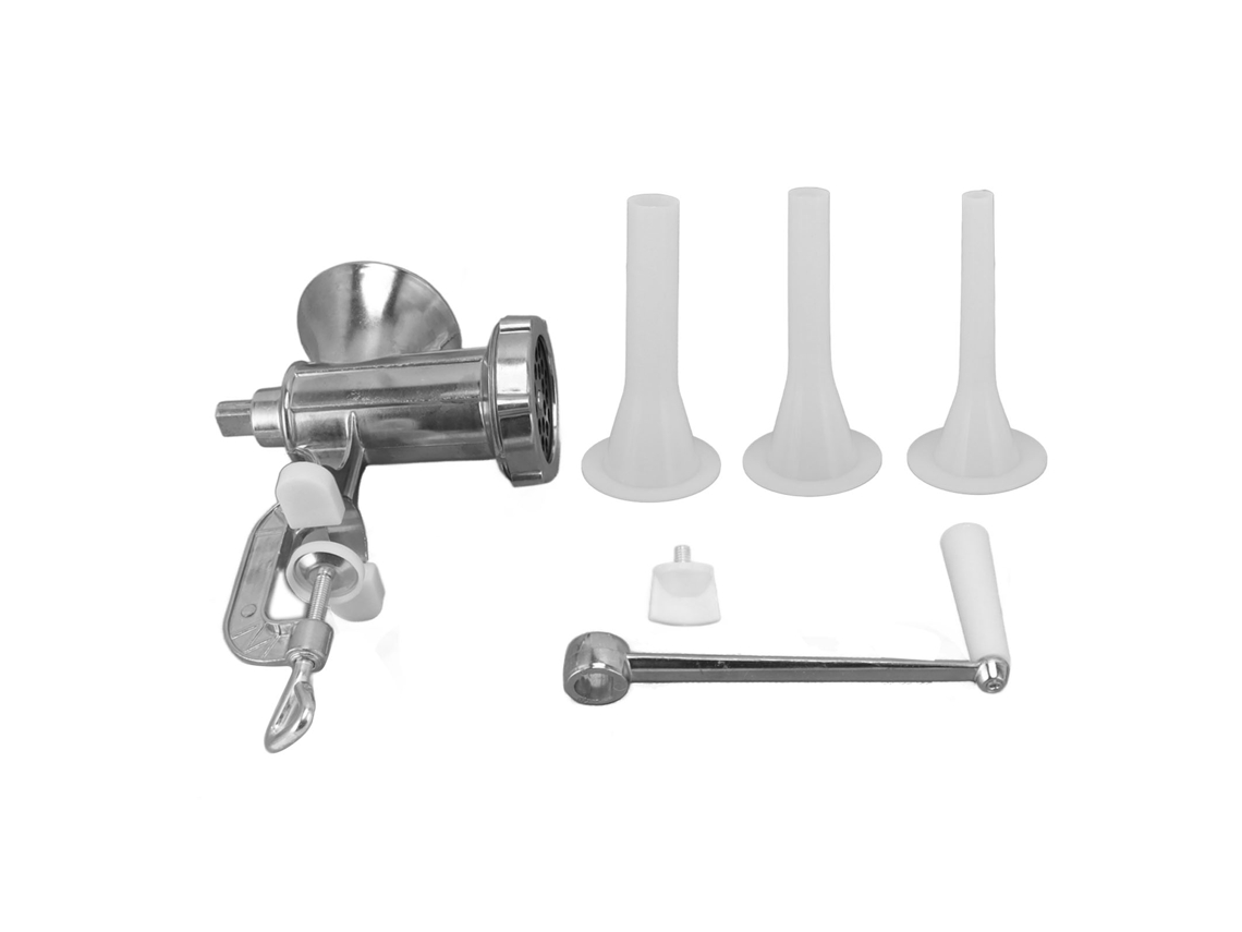 Picadora de carne manual multifuncional de aluminio para embutidos y enemas rápidos.