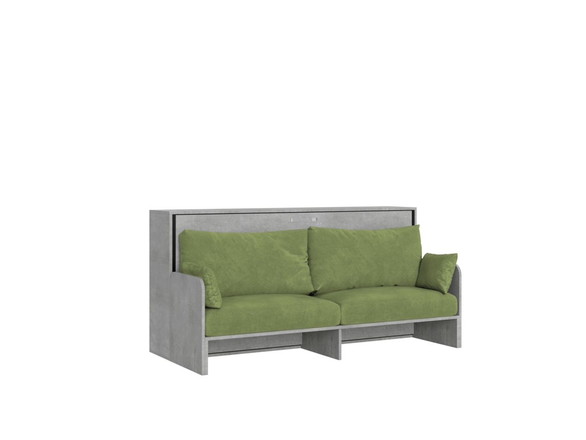 Cama Individual Abatible Kando Con Sofá Cama Y Colchón De Cemento, Color Verde