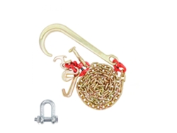 Cadena de acero al manganeso G80 de 8 mm con juego de ganchos para remolque de vehículos Tekmaquinas