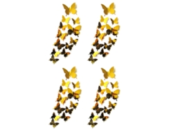 Pegatinas de espejo de mariposa 3D, decoración de pared plateada para dormitorio, 48 piezas