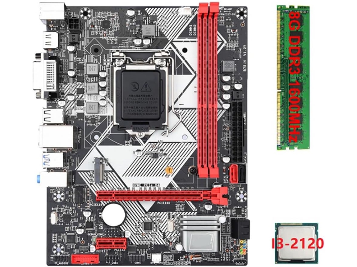 Kit De Componentes Para Placa Base B75-h Con Procesador I3-2120, 1 Módulo De Memoria Ram Ddr3 De 8 Gb A 1600 Mhz, Socket Lga 1155 Y Puerto Usb 3.0.