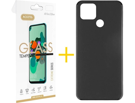 Kit Funda + Protector de Pantalla Oppo A15 ACCETEL Liso (Negro)