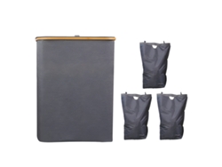 Cesto Para Ropa Sucia De 160 L Con Tapa, Grande, Plegable, Con 3 Separadores, Organizador Para Ropa Sucia Con Asas Y Bolsas Interiores Extraíbles Par