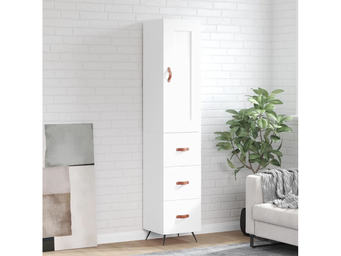 Aparador Alto Madera Contrachapada Blanco 34,5x34x180 Cm