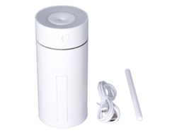 Humidificador de aire portátil USB blanco para viajes, hogar y oficina con pulverizador oblicuo y giratorio.