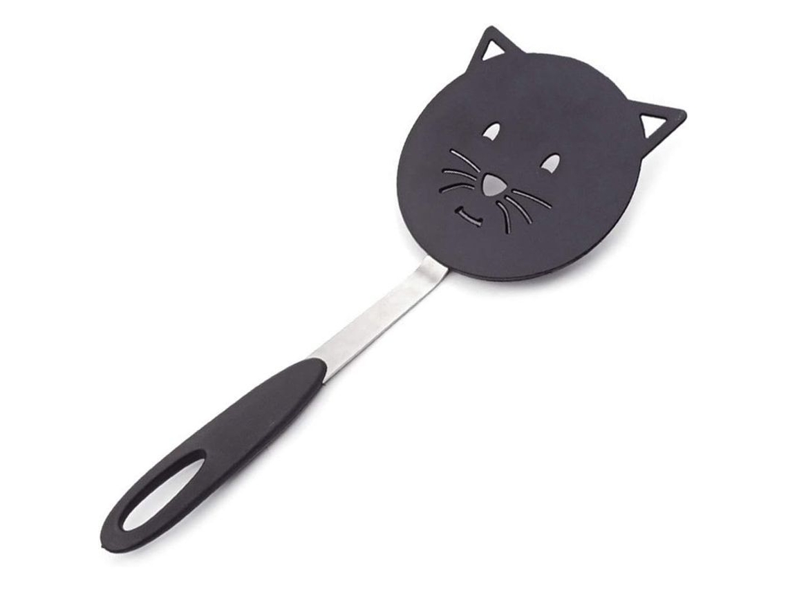 2026-31652-espátula De Wok Pequeña Resistente Al Calor Forma De Gatito Nylon Turner Negra