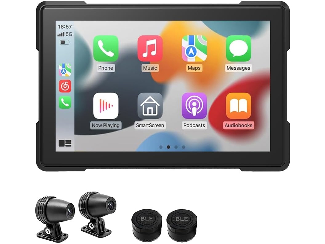 Cámara De Salpicadero Impermeable De 5" Con Resolución 1080p, Compatible Con Carplay, Dvr Wifi, Android Auto Y Sistema De Monitorización De La Presión De Los Neumáticos (pnd).