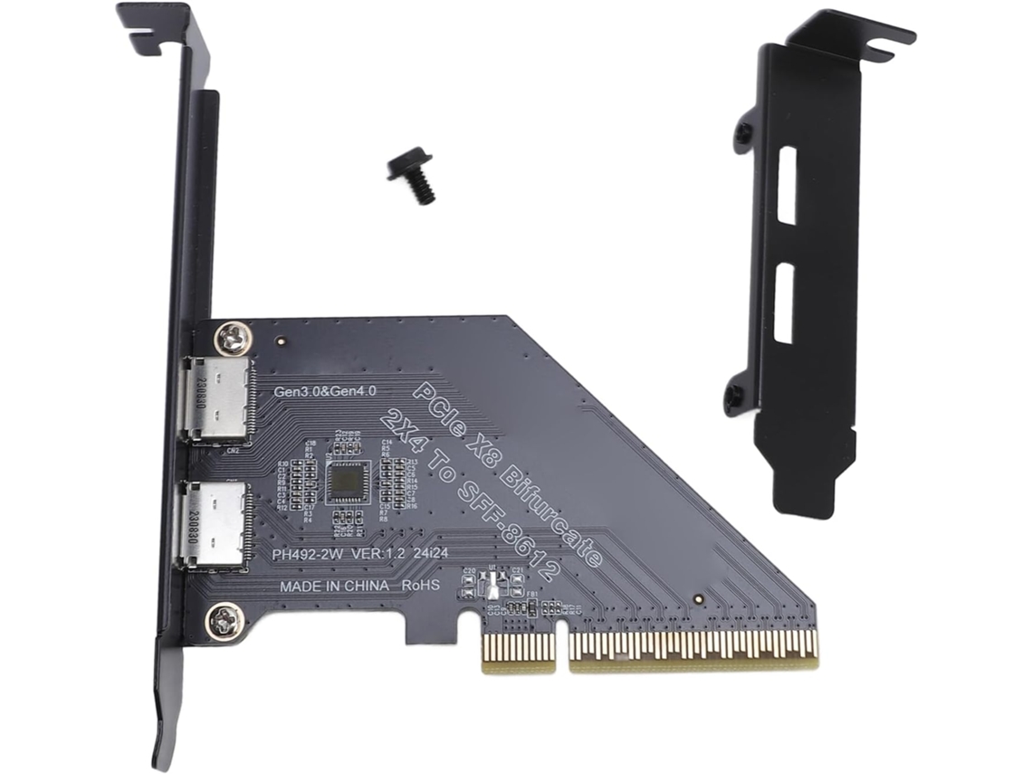 Adaptador PCIe x8 a SFF 8612, tarjeta de expansión externa NVMe SSD de alta velocidad de 128 GT/s a PCIe para GPU eGPU.