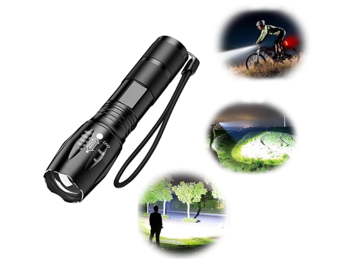 Linterna recargable, linterna LED de luz potente, linterna táctica negra especial, Yunzii