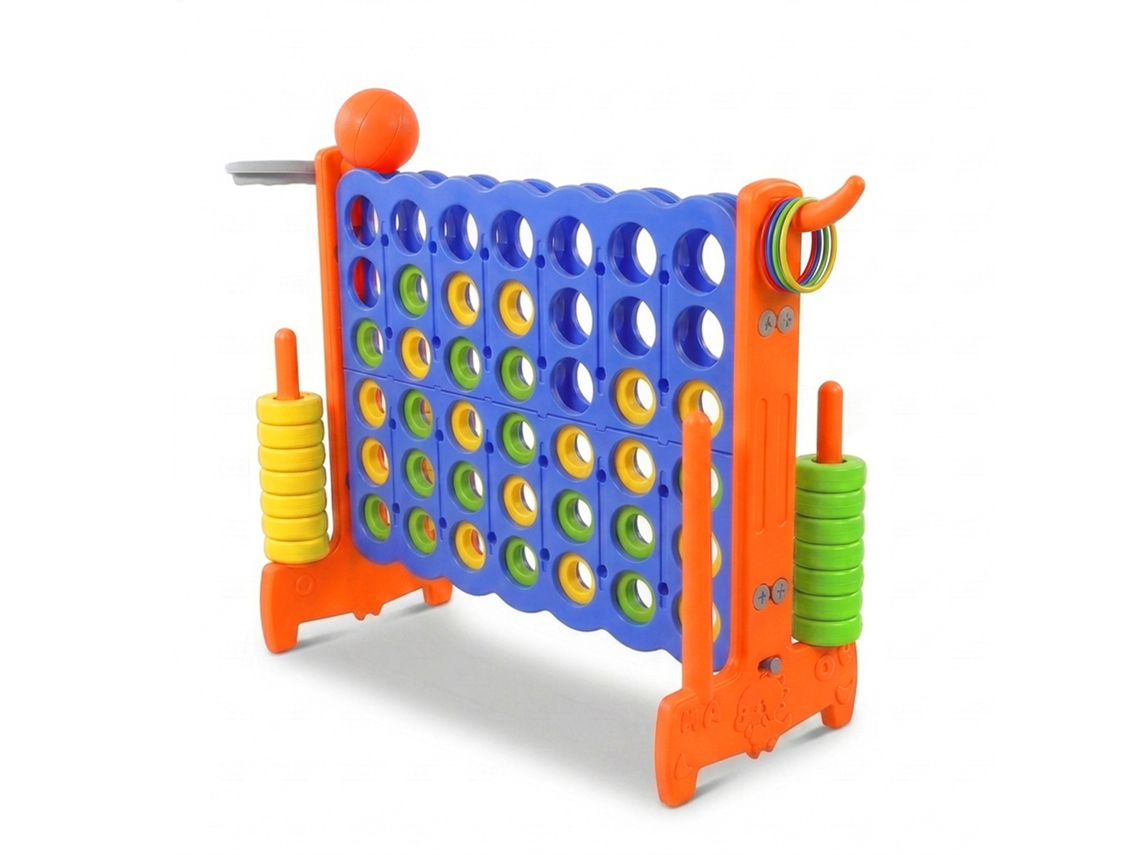 Relaxdays Quatro Em Linha Xxl 3 Em 1, Crianças E Adultos, 88x121x44 Cm, Basquetebol E Lançamento De Aros, Azul/laranja