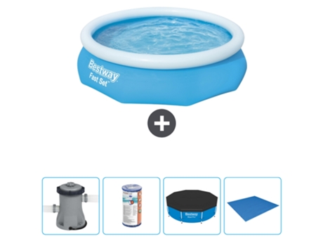 Piscina hinchable redonda Fast Set BESTWAY - 305 x 76 cm - Azul - Bomba incluida Filtrar - Cubrir - Suelo