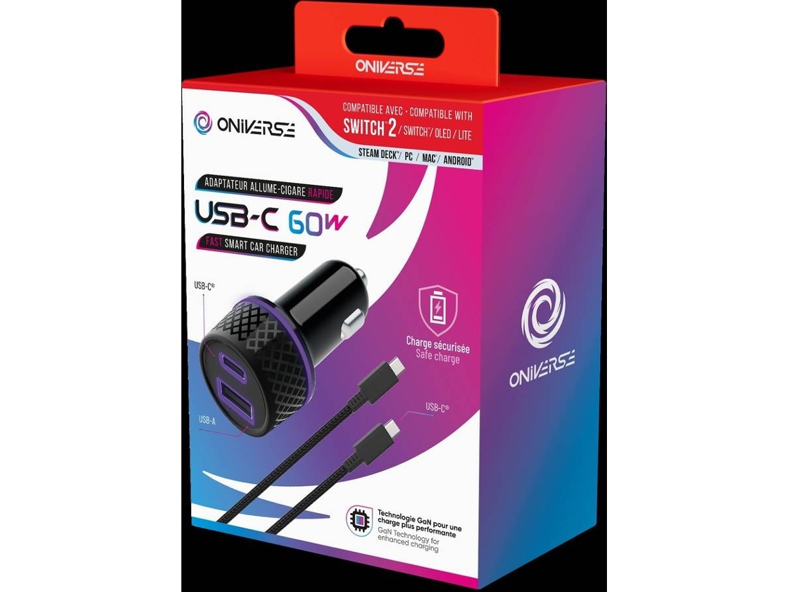 Adaptador para el encendedor ONIVERSE para Nintendo Switch 2 (60 W - USB-C - 1,5 m)
