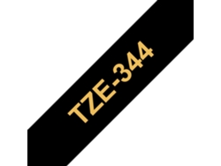 Cinta laminada Compatible Brother Tze344 Texto Dorado / Fondo Negro 18Mm X 8M