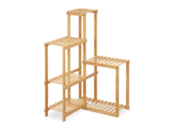 Relaxdays Estantería Plantas Interior Bambú, Soporte Macetas 6 Baldas, Portamacetas Esquinero, 101x62x62 Cm, Natural