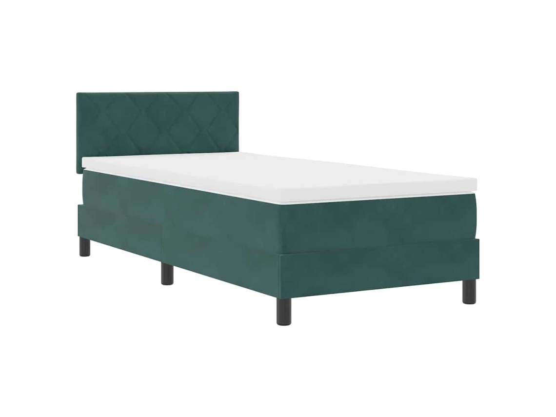 Maison Exclusive - Cama Box Spring Led Con Led Verde Oscuro 90 X 200 Cm Terciopelo