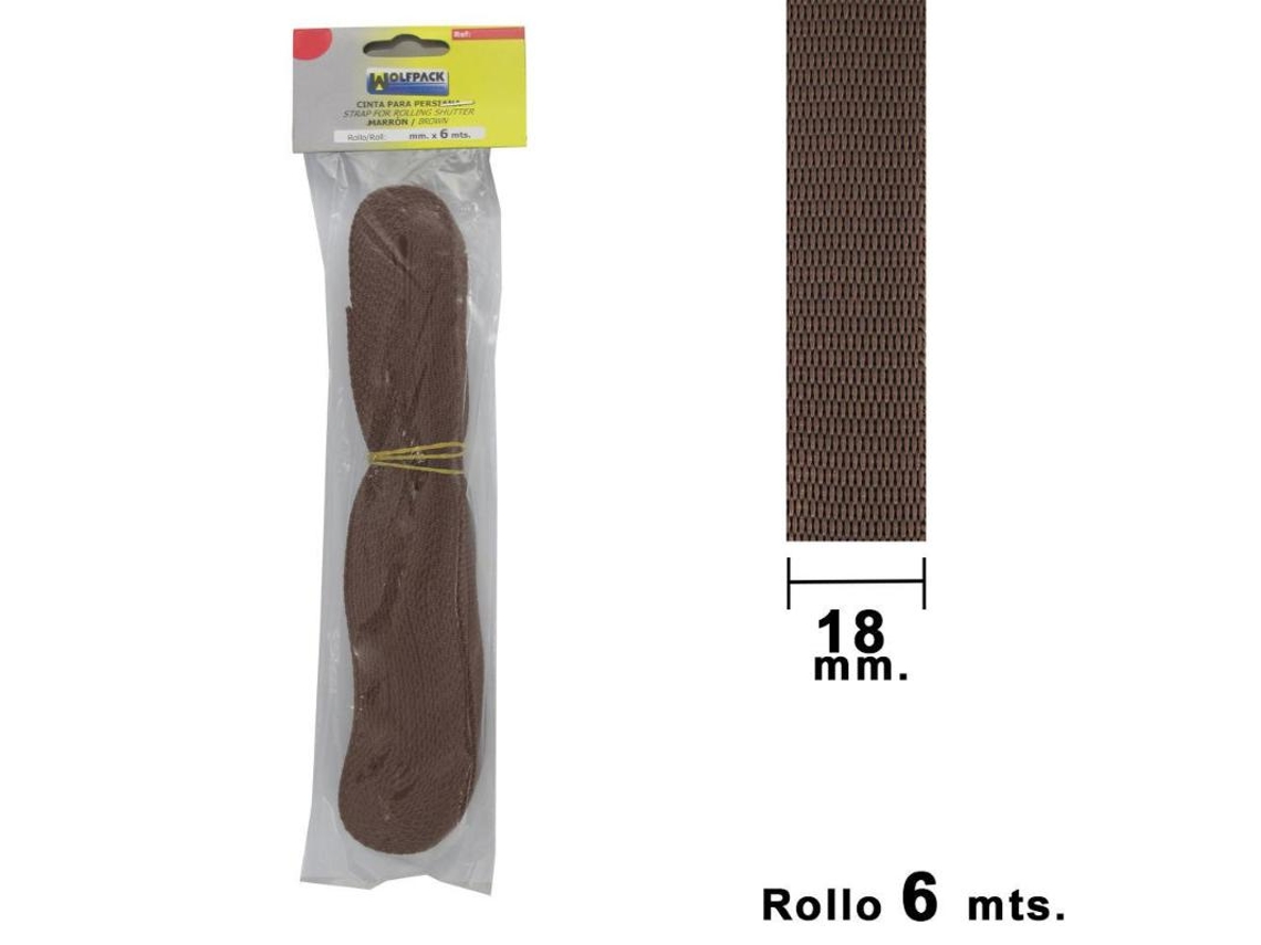 Cinta Persiana WOLFPACK LINEA PROFESIONAL Marrón 18 mm Rollo 6 Metros