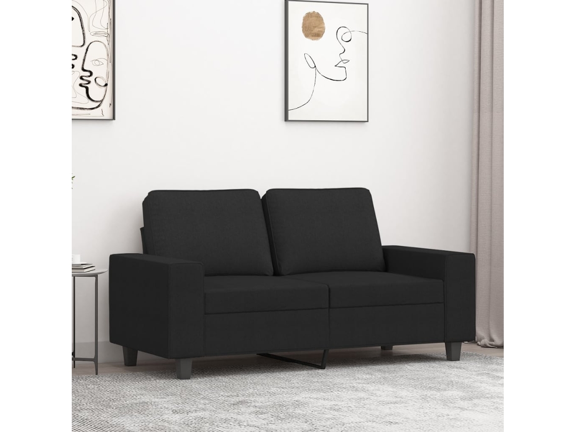 Sofá De 2 Plazas De Tela Negro 120 Cm
