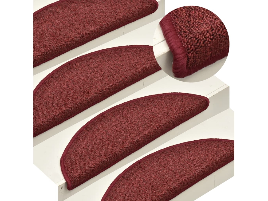 Felpudos Para Escaleras 15 Uds 56x17x3 Cm Burdeos Semicirculares