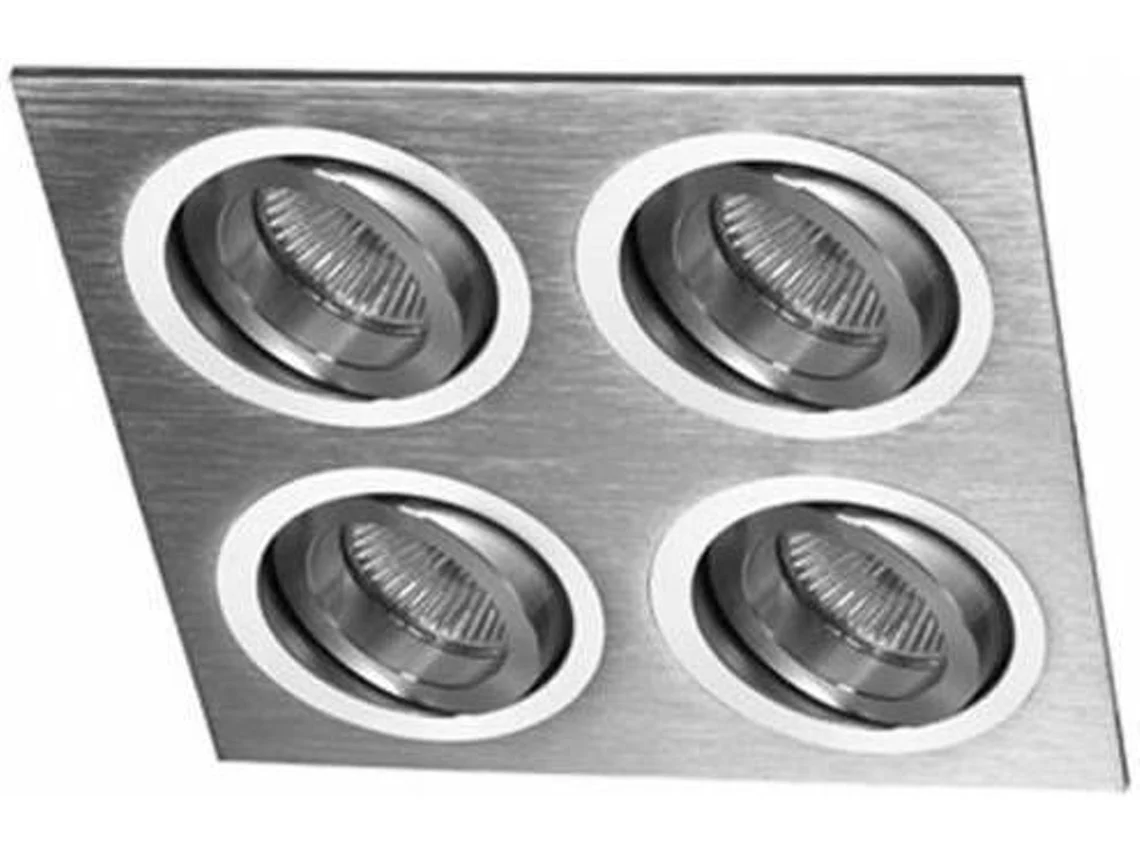 Lámpara de Techo Empotrado CRISTALRECORD Helium (Gris - GU10 - 50 W - Aluminio - 17.5x17.5x2.5 cm)