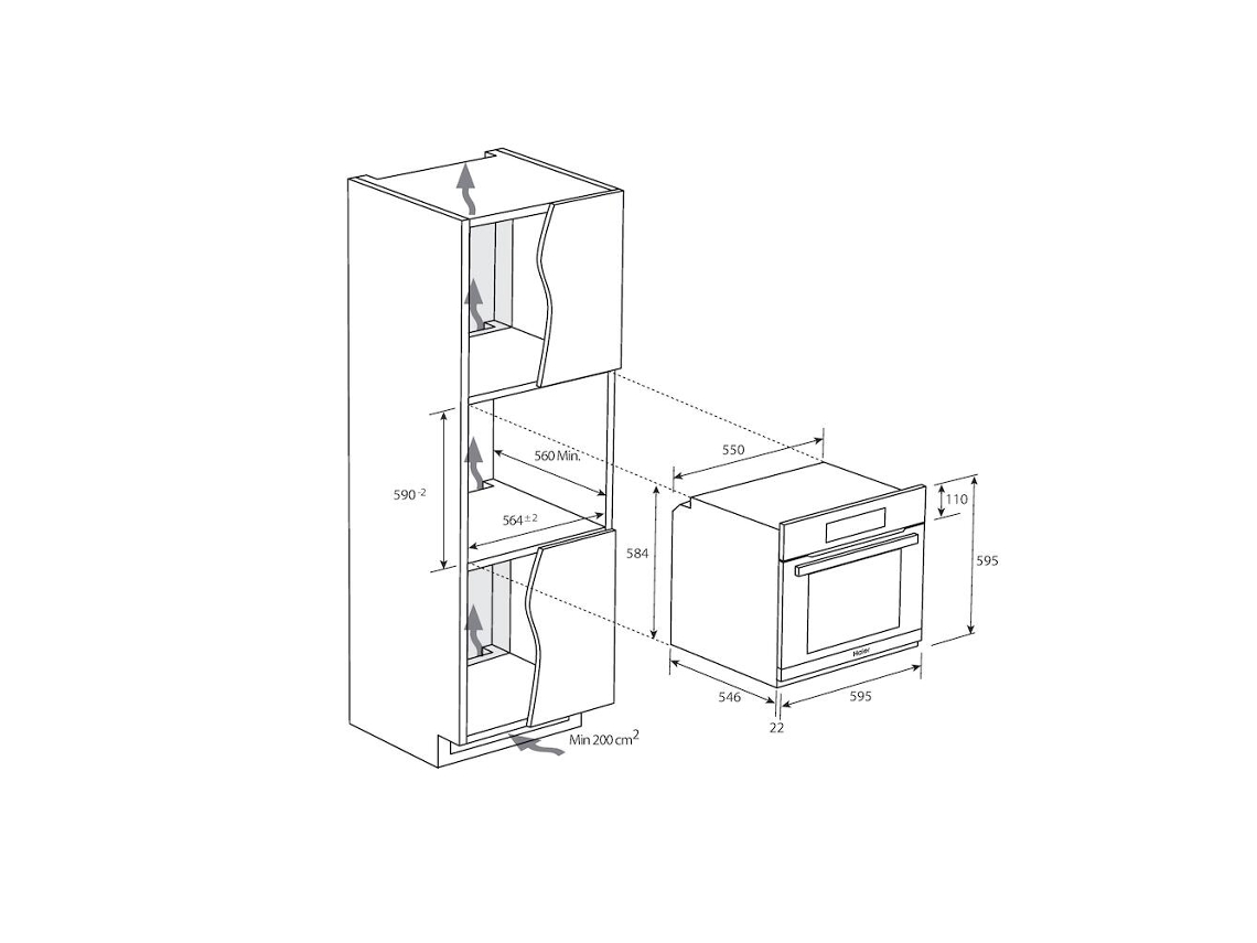Horno HAIER HWO60SM2F3XH (70 L - 59.5 cm - Hidrolítico - Negro)