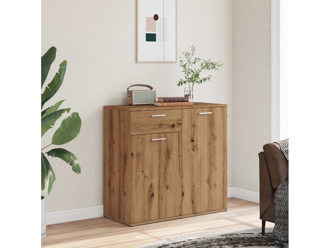 Aparador | Mueble De Comedor | Buffet De Madera Contrachapada Color Roble Artesano Wsd938154