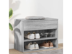 Mueble Zapatero | Banco Zapatero Madera Contrachapada Gris Sonoma 60x30x45 Cm