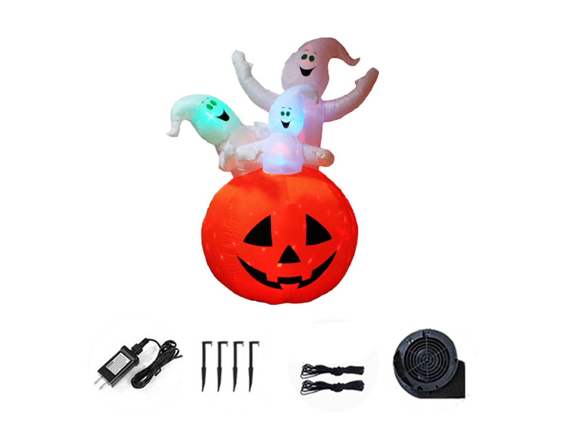 Decoración Inflable De Calabaza Fantasma De Halloween Para Fiestas Al Aire Libre En El Jardín Con Un Diseño Llamativo.