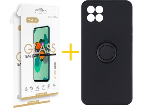 Carcasa + 2 Protectores de Pantalla para Huawei P40 Lite ACCETEL Negro