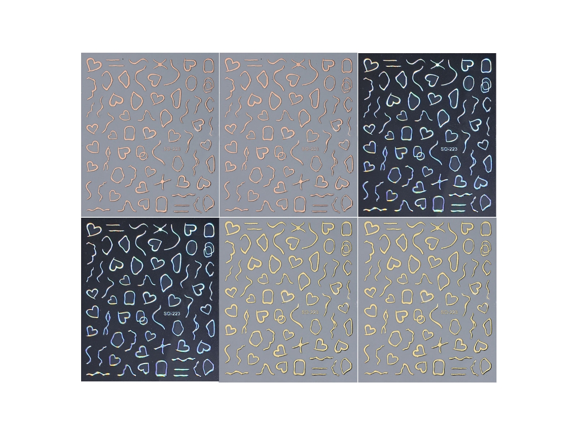 6 pegatinas 3D para decoración de uñas, bronceado, melocotón dorado francés simple NEVEANCE