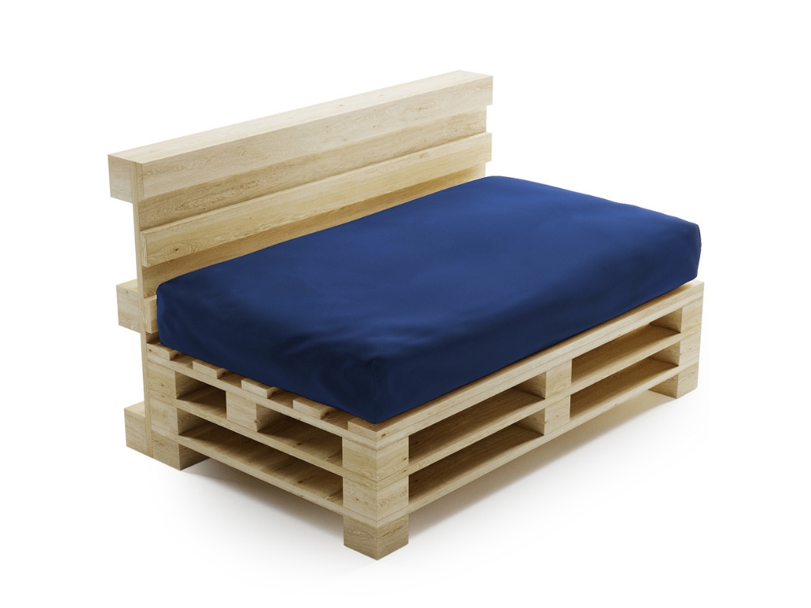 Respaldo Cojín Desenfundable para Palés de Poliéster Bananair 120x80 cm Azul