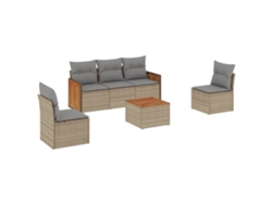 Conjunto de 6 sofás de jardín con cojines de mimbre beige MAISON EXCLUSIVE (80x200 cm)