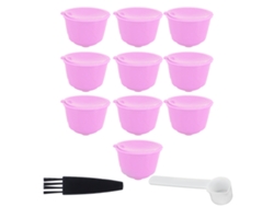 Juego de cápsulas reutilizables con cuchara y cepillo para cafetera Dolce Gusto (morado, 10 cápsulas, 1 cuchara y 1 cepillo)