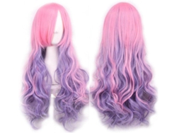 Peluca Larga Rizada Multicolor Para Cosplay Para Mujeres Y Niñas, Cabello Rosa Ondulado Y Peluca