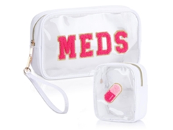 Neceser transparente de PVC con letras, 2 unidades, para viaje, color rosa, chrui