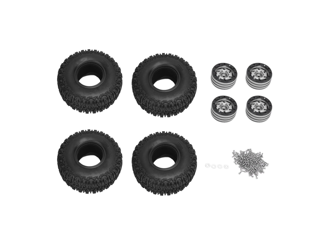 Juego De Llantas Y Neumáticos Para Coches Rc Crawler De 120x46 Mm, Color Plata, Con Elegantes Bujes De Aleación De Aluminio.