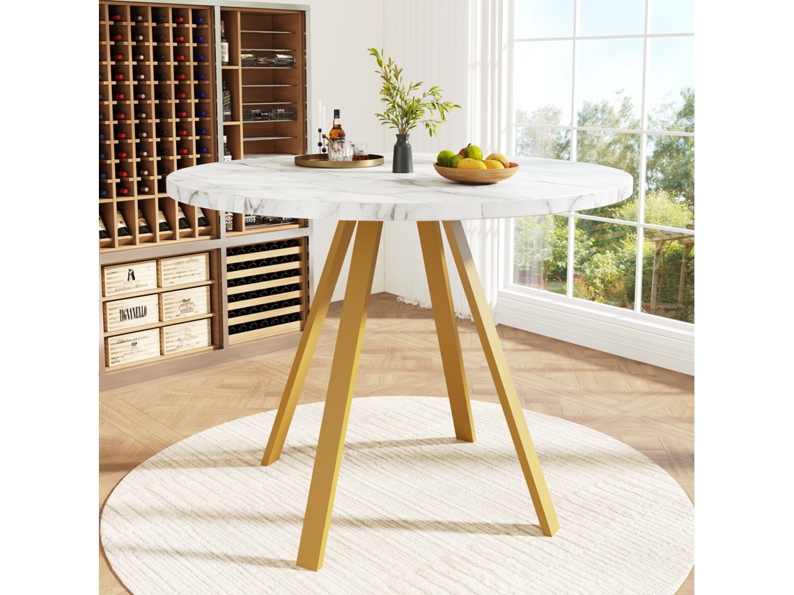 Mesa De Comedor Redonda (80×80×75cm), Mesa De Comedor Para Cocina, Mesa De Centro Redonda Para 4 Personas, Adecuada Para Comedor.