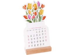 Calendario Con Ramo De Flores, De Escritorio Mensual, De Con Forma De Jarrón, 2025, De De Madera, De