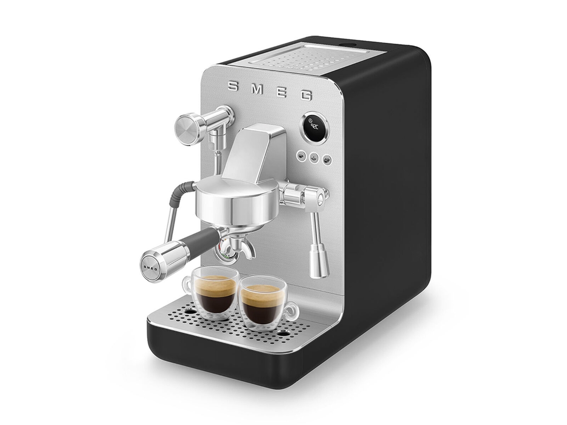 Cafetera espresso manual Smeg EMC02BLMEU, negra, 1350 W, 15 bares, 1 L, VETONEK