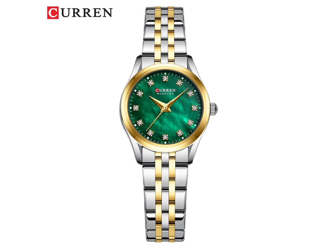 Relógio Feminino À Prova D'água Com Mostrador Pequeno Verde E Strass, Ultrafino E Com Mostrador Em Madrepérola.