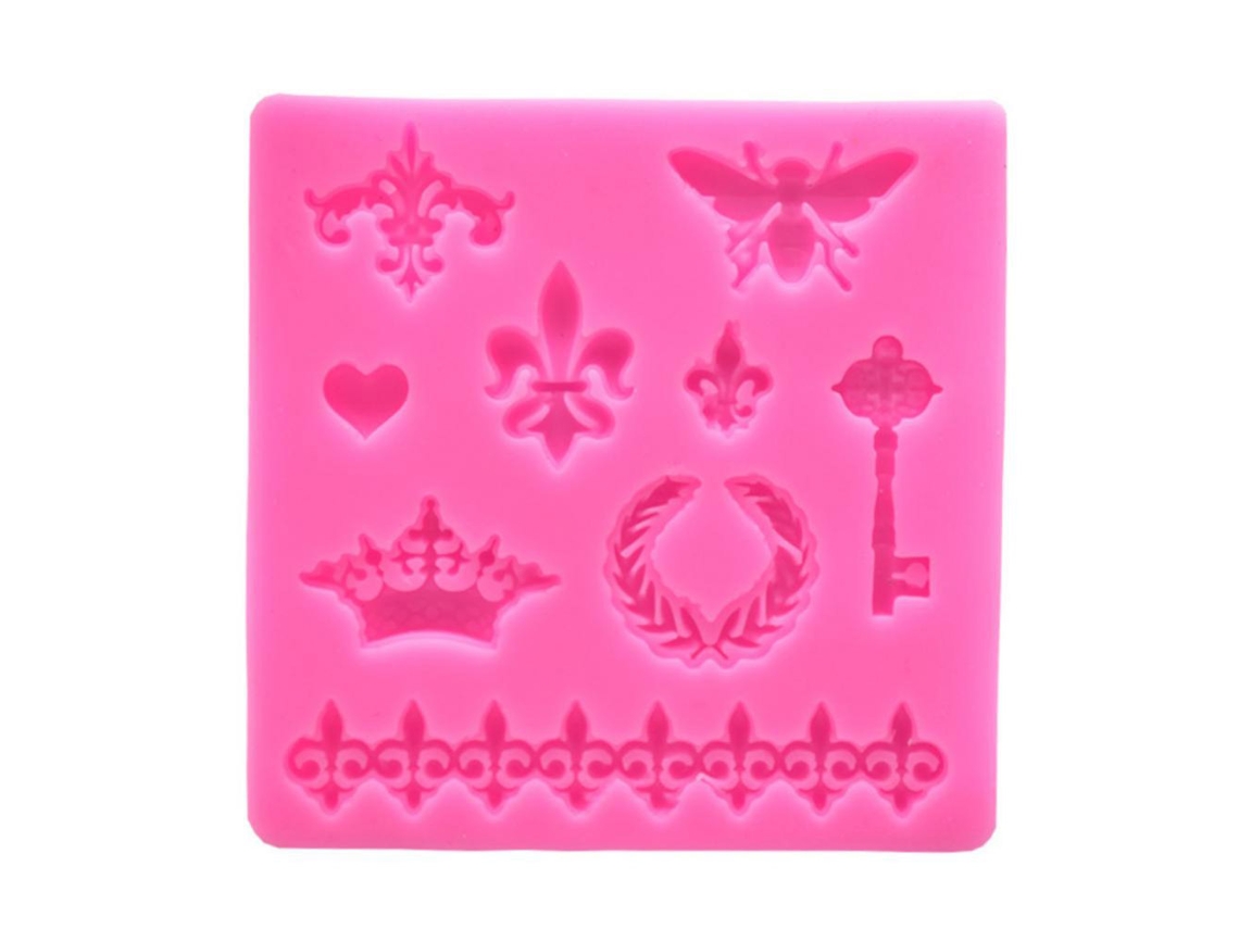 Molde De Silicona De Corona Y Llave Retro Para Repostería Diy Fondant Chocolate Decoración