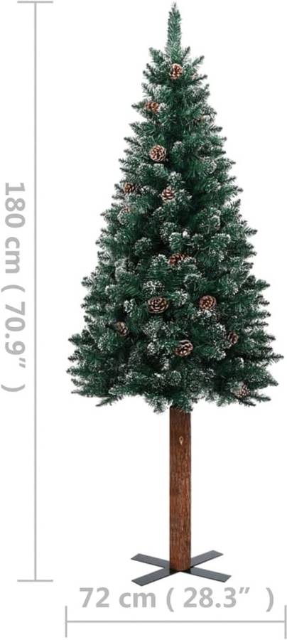 Navidad Estrecho Led de madera real con nieve 180 cm vidaxl luzes y verde 72x18