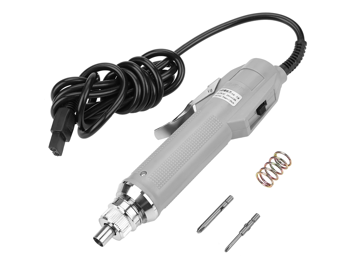 Destornillador eléctrico de mano de 4 mm con mango recto: herramienta práctica con protección contra sobrecarga.