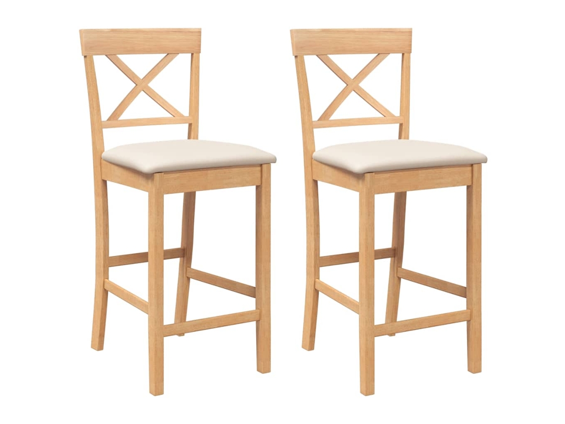 Maison Exclusive - Taburetes De Bar Con Cojines, 2 Unidades, Madera Maciza Natural, Caucho