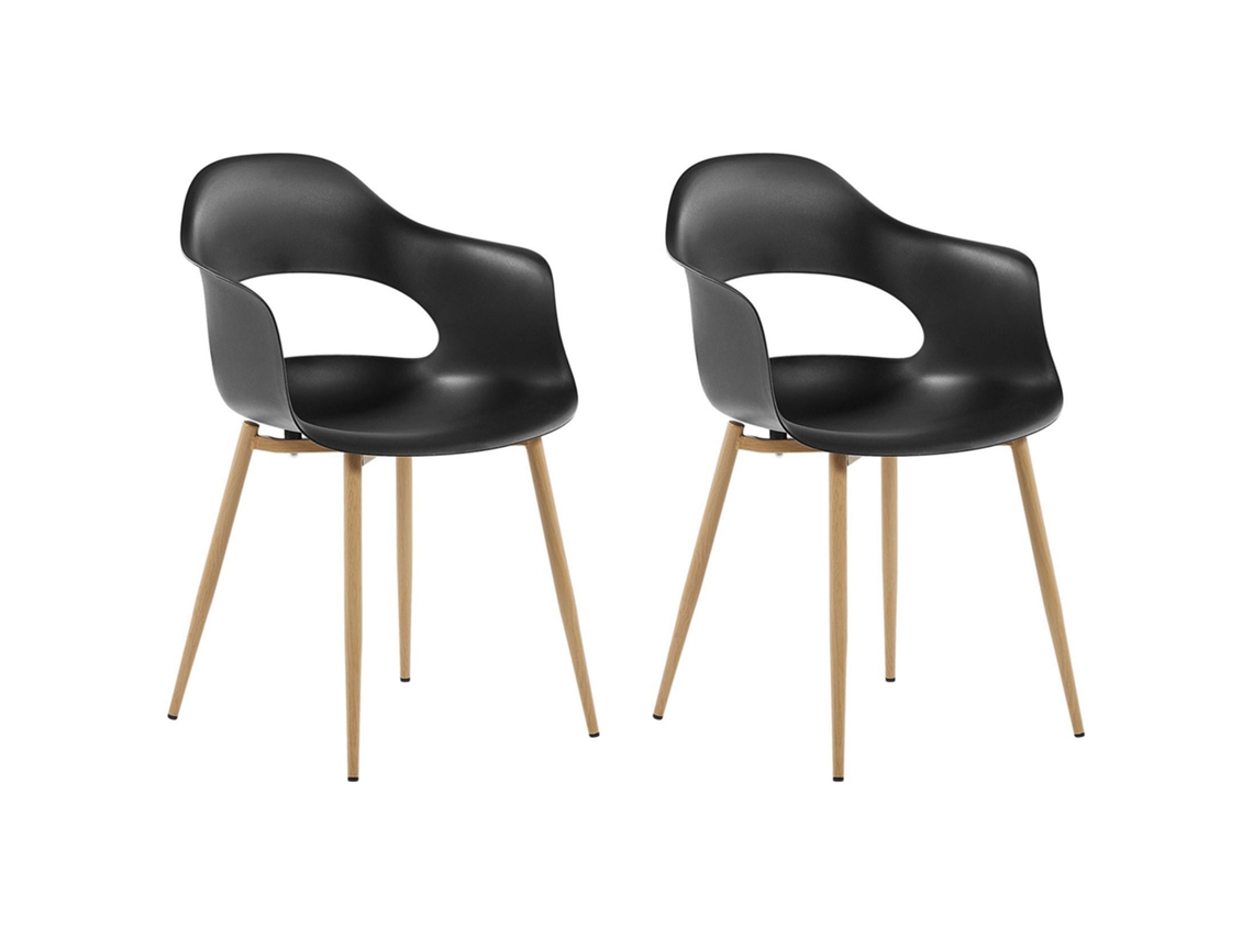 2 cadeiras de jantar em estilo escandinavo BELIANI Utica de Material sintético Preto 54x47x81