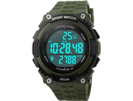 VEANXIN Reloj de pulsera digital LED impermeable 3D con podómetro de fácil lectura-Negro