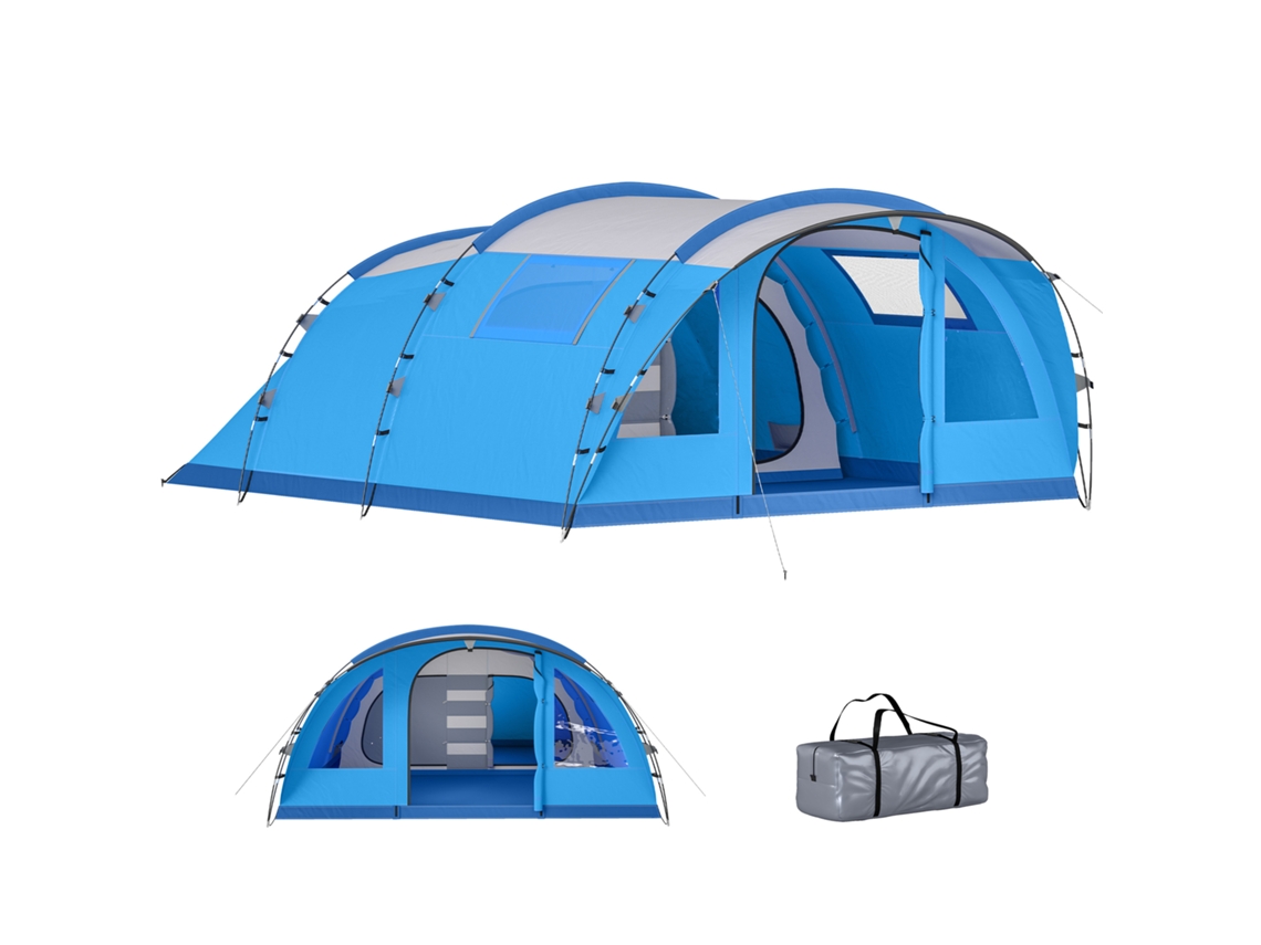 Tienda De Campaña Familiar Tipo Túnel Para 5 Personas Con 3 Habitaciones Puerta 4 Ventanas Impermeable Fácil Montaje