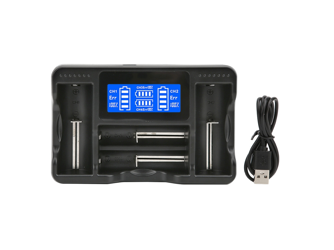 2026-cargador De Baterías Portátil Con 4 Ranuras Y Pantalla Lcd Inteligente Para Viajes Usb
