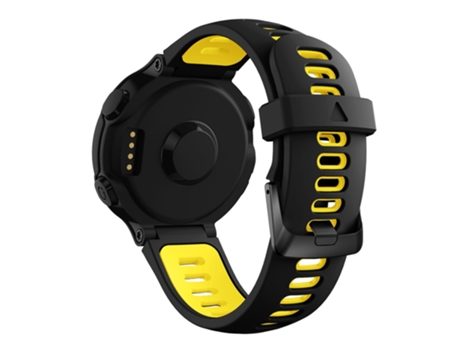 Correa de Silicona bicolor con hebilla negra para Garmin Forerunner 735XT 220 230 235 620 630 - negro/amarillo