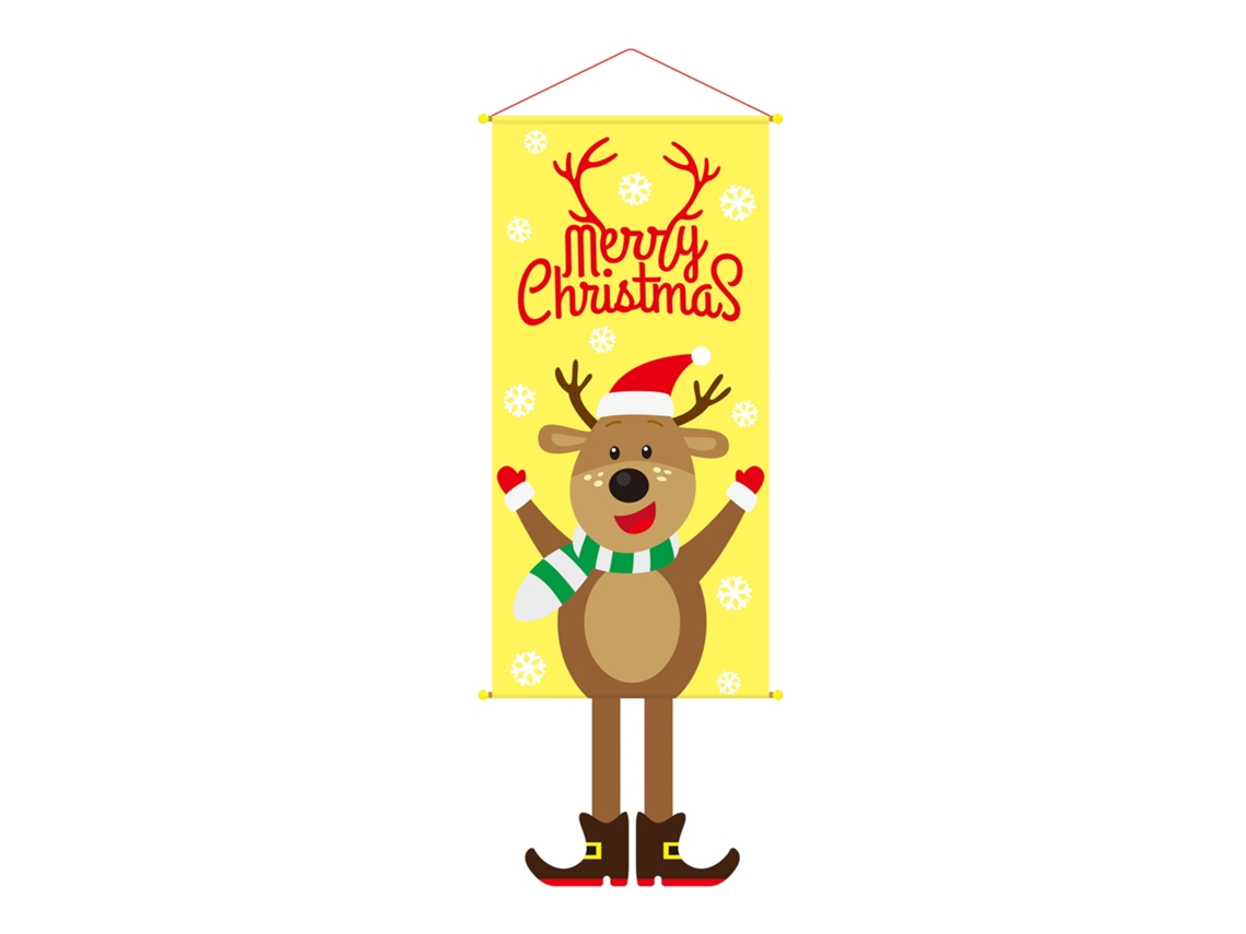 Pancarta decorativa para fiesta navideña, fondo de tela estilo alce, 110 x 40 cm, Chennnls