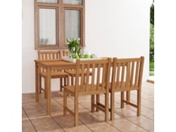 Juego de comedor de jardín de 5 piezas de madera maciza de teca Dkd Home Decor